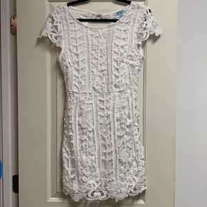 White dress with beautiful lace detail & open back